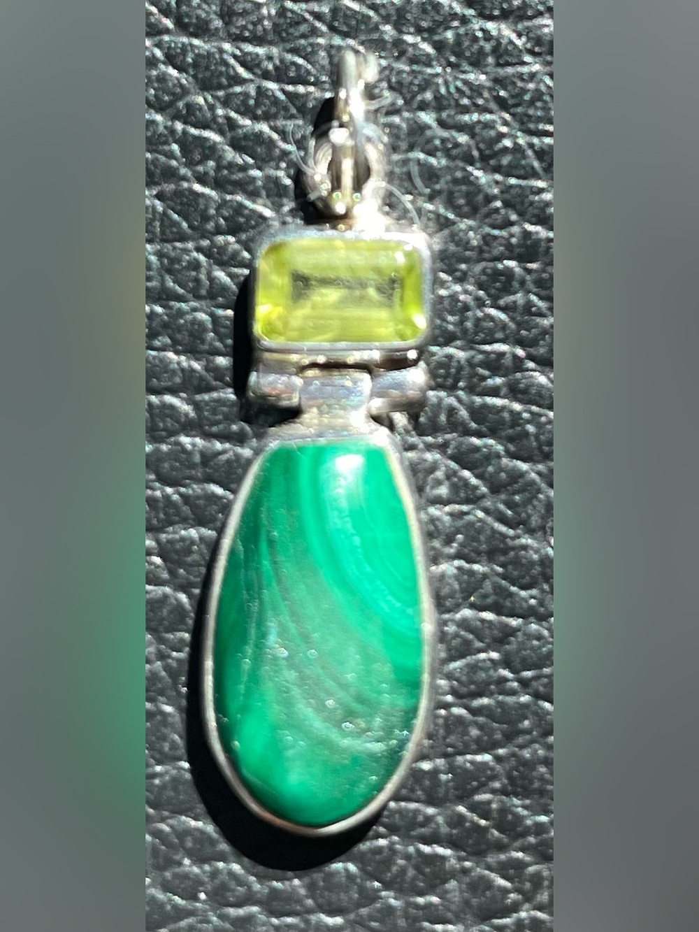 Malachite & Peridot Sterling Silver Pendant